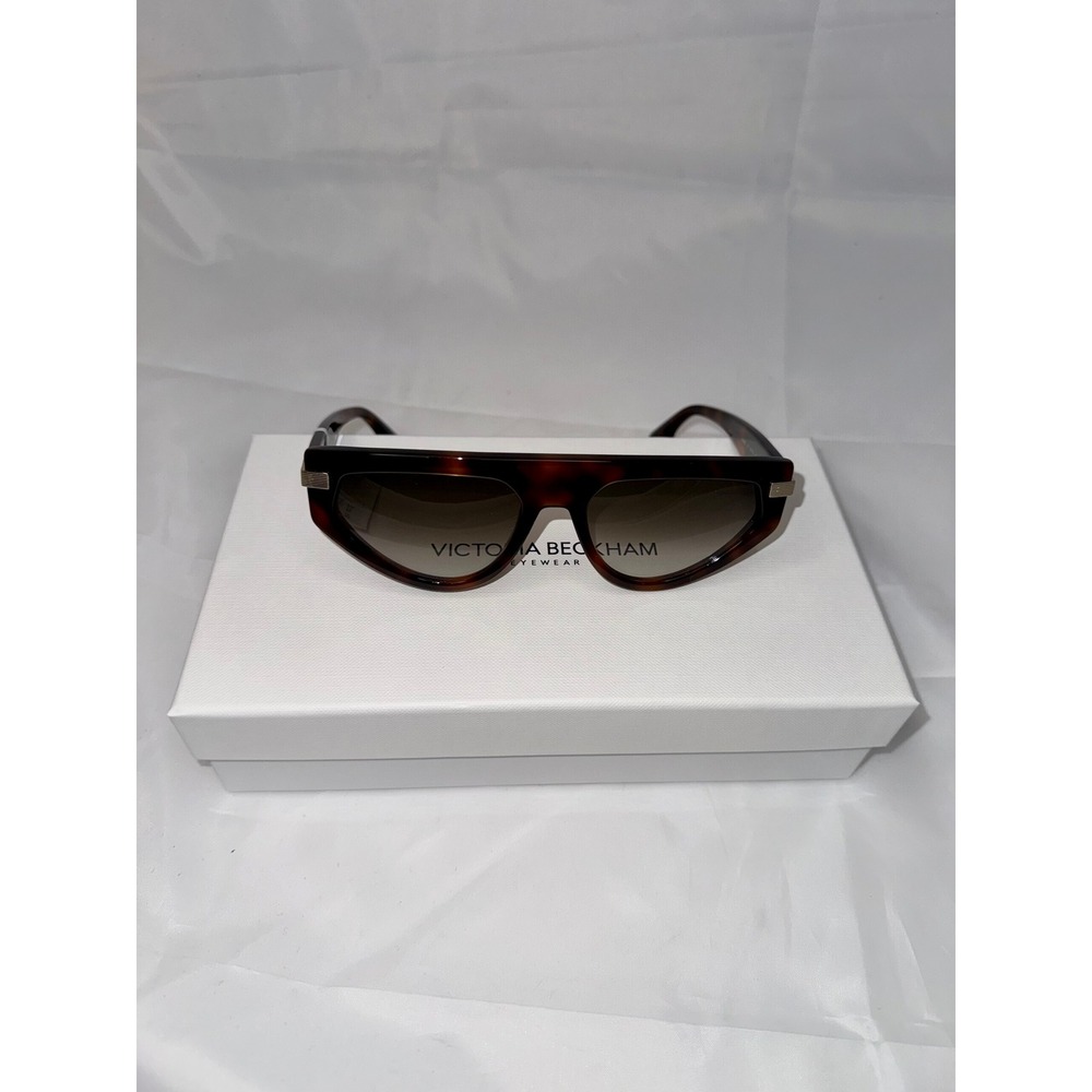 Victoria Beckham Sunglasses Womens OS Dark Havana VB685S Flat Top Tortoise Shell